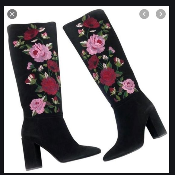 kate spade greenfield flower embroidered boots 6.5 - Picture 4 of 16